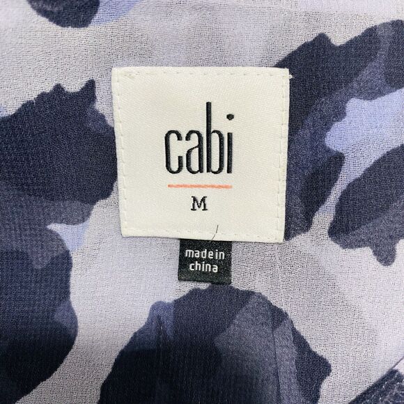 CABi size M sleeveless top sheer flowy animal print pullover casual beachy blues - Picture 6 of 7